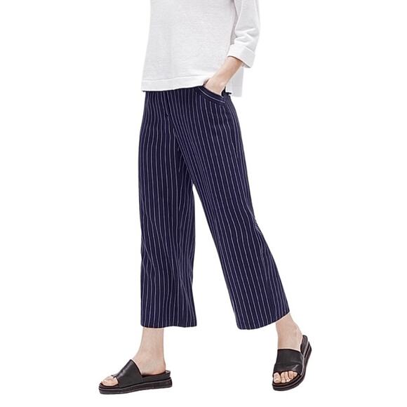 Eileen Fisher Cropped Wide Leg Tencel Pants Elastic Waist Lightweight - Large - Picture 14 of 14